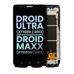 LCD Assembly With Frame Compatible For Motorola Droid Ultra (XT1080 / 2013) / Droid Maxx (XT1080M / 2013) (Genuine OEM) (Black)