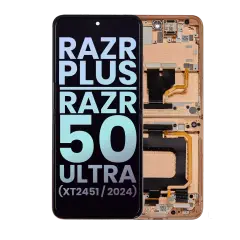 Main OLED Assembly Compatible For Motorola Razr Plus / Razr 50 Ultra (XT2451 / 2024) (Genuine OEM) (Peach Fuzz)