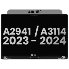 Complete LCD Display Assembly Compatible For MacBook Air 15" (A2941 / Mid 2023) / Air 15" (A3114 / Mid 2024) (Used OEM Pull: Grade B) (Space Gray)