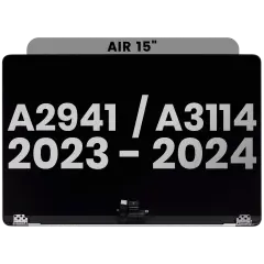 Complete LCD Display Assembly Compatible For MacBook Air 15" (A2941 / Mid 2023) / Air 15" (A3114 / Mid 2024) (Used OEM Pull: Grade A) (Space Gray)