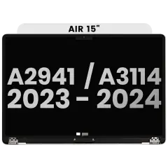 Complete LCD Display Assembly Compatible For MacBook Air 15" (A2941 / Mid 2023) / Air 15" (A3114 / Mid 2024) (Used OEM Pull: Grade A) (Starlight)