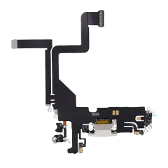 Charging Port Flex Cable Compatible For iPhone 14 Pro (Used OEM Pull) (Silver)