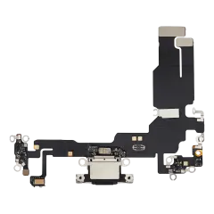 Charging Port Flex Cable Compatible For iPhone 15 (Aftermarket Plus) (Black)