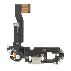 Charging Port Flex Cable Compatible For iPhone 12 / 12 Pro (Used OEM Pull) (Silver)