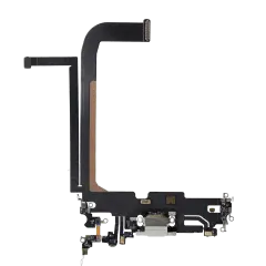Charging Port Flex Cable Compatible For iPhone 13 Pro Max (Used OEM Pull) (Silver)