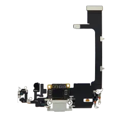 Charging Port Flex Cable With Board Compatible For iPhone 11 Pro (Used OEM Pull) (Silver)