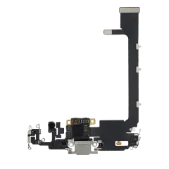 Charging Port Flex Cable With Board Compatible For iPhone 11 Pro Max (Used OEM Pull) (Silver)