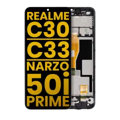 LCD Assembly With Frame Compatible For Realme C30 / C33 / Narzo 50i Prime (Refurbished) (All Colors)