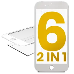 2 in 1 (Front Glass + Frame Pre-Installed) For iPhone 6 (2 Pack) (White)