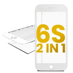 2 in 1 (Front Glass + Frame Pre-Installed) For iPhone 6S (2 Pack) (White)