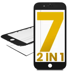 2 in 1 (Front Glass + Frame Pre-Installed) For iPhone 7 (2 Pack) (Black)