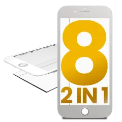 2 in 1 (Front Glass + Frame) For iPhone 8 (2 Pack) (White)