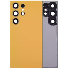 Back Cover Glass With Camera Lens Compatible For Samsung Galaxy S24 Ultra 5G (No Logo) (Aftermarket Plus) (Titanium Orange)