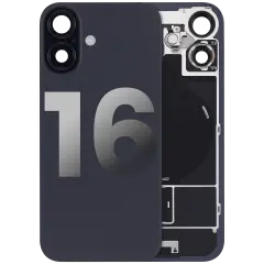 Back Glass w/ MagSafe Magnet & NFC & Flashlight Flex For iPhone 16 (Used OEM Pull: Grade B) (Black)