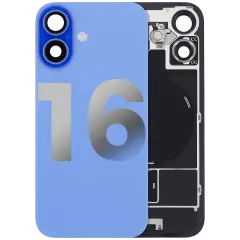 Back Glass w/ MagSafe Magnet & NFC & Flashlight Flex For iPhone 16 (Used OEM Pull: Grade B) (Ultramarine)