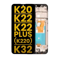 LCD Assembly With Frame Compatible For LG K20 (2020) / K22 / K22 Plus (K220) / K32 (Refurbished) (Black)