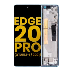 LCD Assembly With Frame Compatible For Motorola Edge 20 Pro (XT2153-1 / 2021) (Refurbished) (Iridescent Cloud)