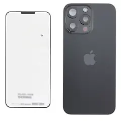 Back Glass With Steel Plate With Wireless NFC Charging MagSafe Magnet & Flashlight Flex Compatible For IPhone 15 Pro Max (Genuine OEM) (Titanium Black)