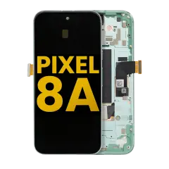 OLED Assembly With Frame (With Finger Print Scanner) Compatible For Google Pixel 8A (Refurbished) (Aloe)