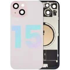 Back Glass w/ MagSafe Magnet & NFC & Flashlight Flex For iPhone 15 (Service Pack) (Pink)