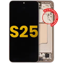 OLED Assembly With Frame Compatible For Samsung Galaxy S25 5G  (US & International Version) (Refurbished) (Pink Gold)