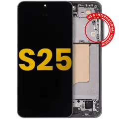 OLED Assembly With Frame Compatible For Samsung Galaxy S25 5G (US & International) (Refurbished) (Silver Shadow)
