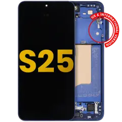 OLED Assembly With Frame Compatible For Samsung Galaxy S25 5G (US & International) (Refurbished) (Navy)