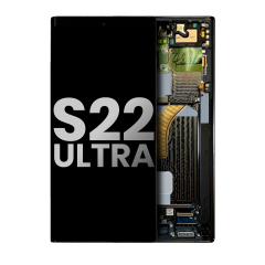 OLED Assembly With Frame Compatible For Samsung Galaxy S22 Ultra 5G (Used OEM Pull: Grade B/C) (Phantom Black)