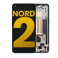 OLED Assembly With Frame Compatible For OnePlus Nord 2 5G (Refurbished) (Gray Sierra)