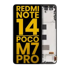 OLED Assembly With Frame Compatible For Xiaomi Redmi Note 14 5G / Poco M7 Pro 5G (Refurbished) (Midnight Black)