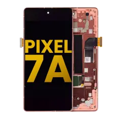 OLED Assembly With Frame (With Finger Print Scanner) Compatible For Google Pixel 7a 5G (Refurbished) (Coral)