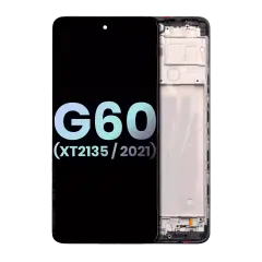 LCD Assembly With Frame Compatible For Motorola Moto G60 (XT2135 / 2021) (Genuine OEM) (Black)