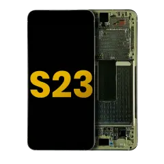 OLED Assembly With Frame Compatible For Samsung Galaxy S23 5G (US & International) (Refurbished) (Cream)
