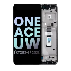 LCD Assembly With Frame Compatible For Motorola One 5G Ace UW (XT2113-1 / 2021) (Genuine OEM) (Volcanic Grey)