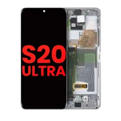 OLED Assembly With Frame Compatible For Samsung Galaxy S20 Ultra 5G (Aftermarket Plus) (Cloud White)