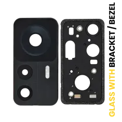 Back Camera Lens With Bracket / Bezel Compatible Fo Xiaomi 12T (2 Piece Set) (Black)