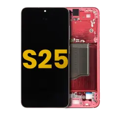 OLED Assembly With Frame Compatible For Samsung Galaxy S25 5G  (US & International) (Refurbished) (Coral Red)