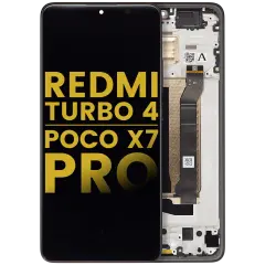 OLED Assembly With Frame Compatible For Xiaomi Redmi Turbo 4 / Xiaomi Poco X7 Pro (Refurbished) (Black)
