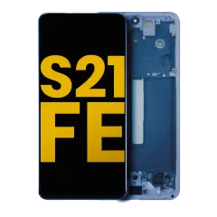 OLED Assembly With Frame Compatible For Samsung Galaxy S21 FE 5G (US & International) (Refurbished) (Blue)