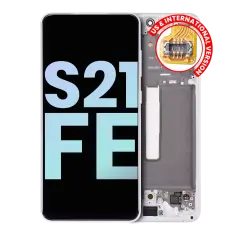 OLED Assembly With Frame Compatible For Samsung Galaxy S21 FE 5G (US & International Version) (Service Pack) (White)