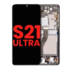 OLED Assembly With Frame Compatible For Samsung Galaxy S21 Ultra 5G (Aftermarket Plus) (Phantom Black)