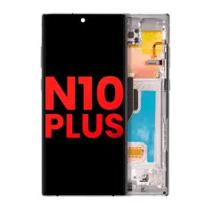 OLED Assembly With Frame For Samsung Galaxy Note 10 Plus / 5G (Aftermarket Plus) (Aura Glow / Silver)