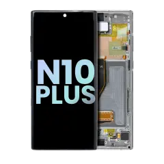 OLED Assembly With Frame Compatible For Samsung Galaxy Note 10 Plus / 5G (Service Pack) (Aura Glow / Silver)