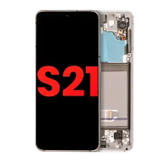 OLED Assembly With Frame Compatible For Samsung Galaxy S21 5G (Aftermarket Plus) (Phantom White)