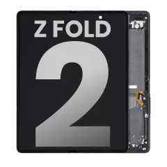 Inner OLED Assembly With Frame Compatible For Samsung Galaxy Z Fold 2 5G (Used OEM Pull: Grade B/C) (US & International) (Mystic Black)