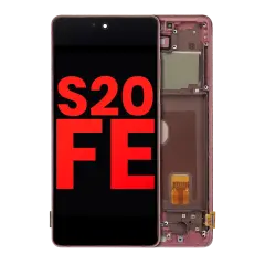 OLED Assembly With Frame Compatible For Samsung Galaxy S20 FE 4G / 5G (Aftermarket Plus) (Cloud Red)