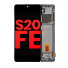 OLED Assembly With Frame Compatible For Samsung Galaxy S20 FE 4G / 5G (Aftermarket Plus) (Cloud White)