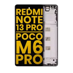 OLED Assembly With Frame Compatible For Xiaomi Redmi Note 13 Pro 4G / Xiaomi Poco M6 Pro 4G (Refurbished) (Midnight Black)