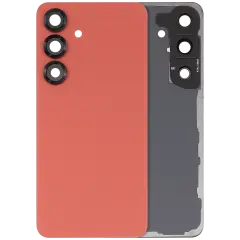 Back Cover Glass With Camera Lens Compatible For Samsung Galaxy S25 5G (No Logo) (Aftermarket Plus) (Coral Red)