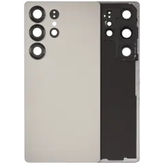 Back Cover Glass With Camera Lens Compatible For Samsung Galaxy S25 Ultra 5G (No Logo) (Aftermarket Plus) (Titanium Gray)